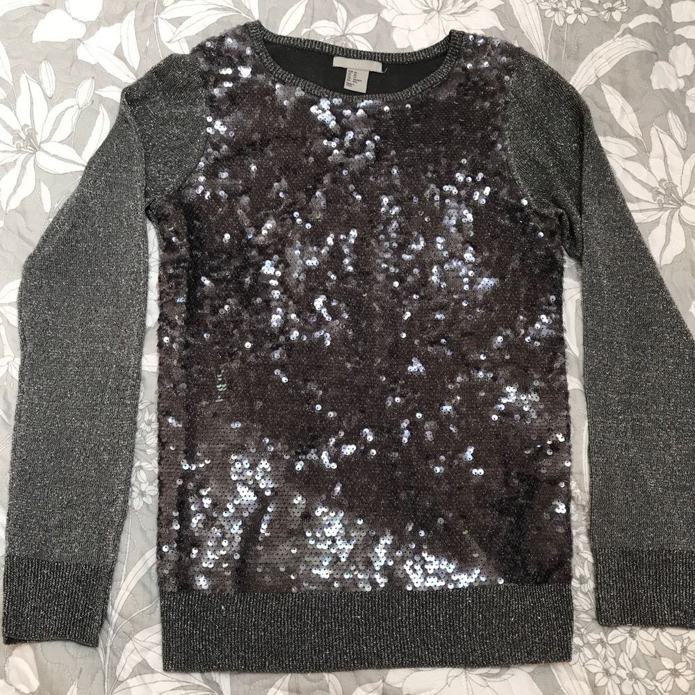 H&M sequined gray/silver light sweater